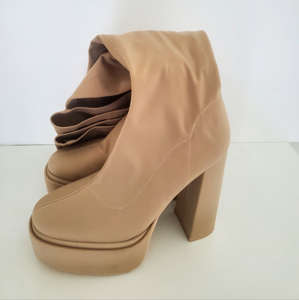 StylishTan Over-the-Knee Platform Boots - Picture 2 of 7